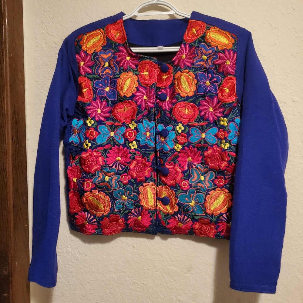 Mexican Embroidery Jacket Women Size M